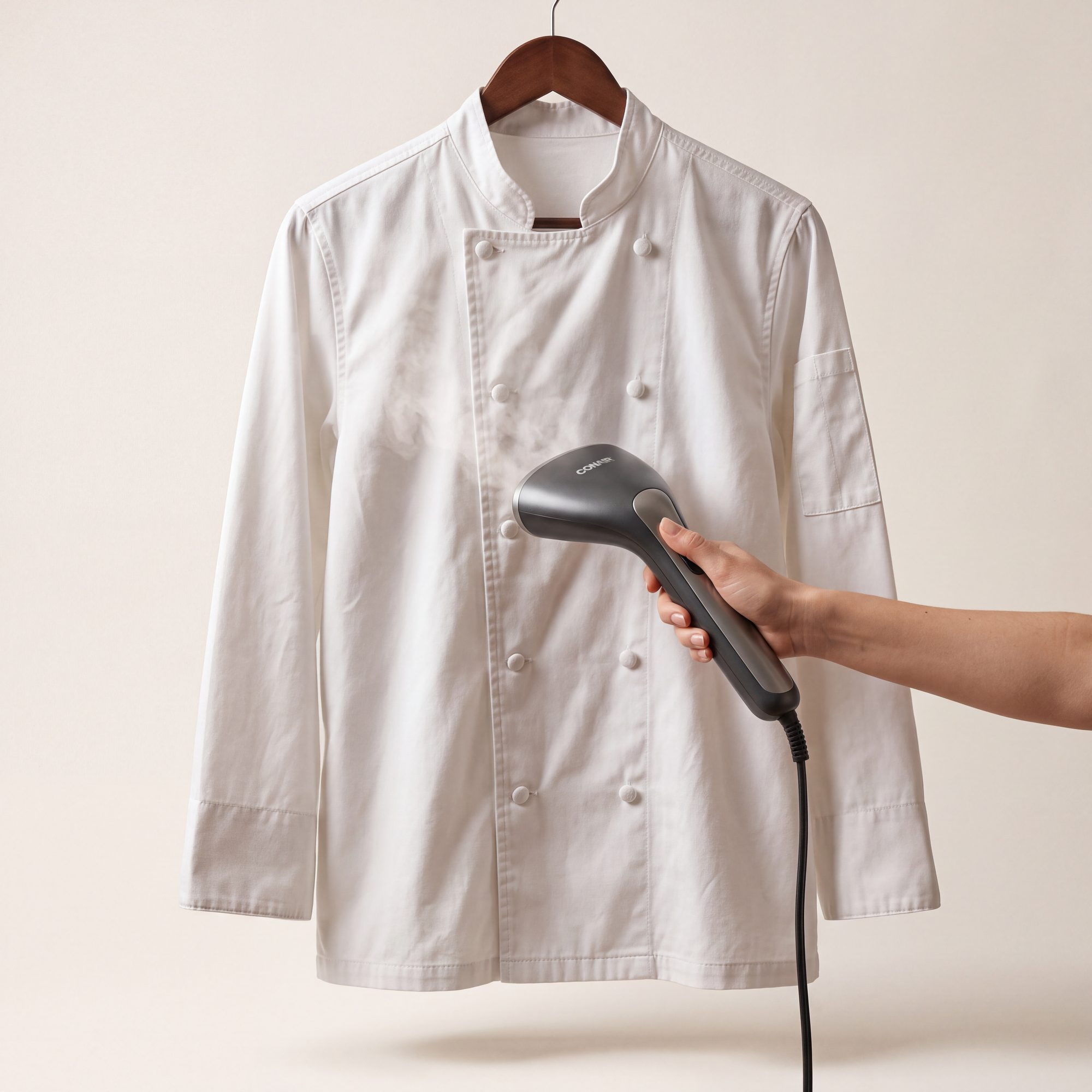 Steamed uniforms on hangers