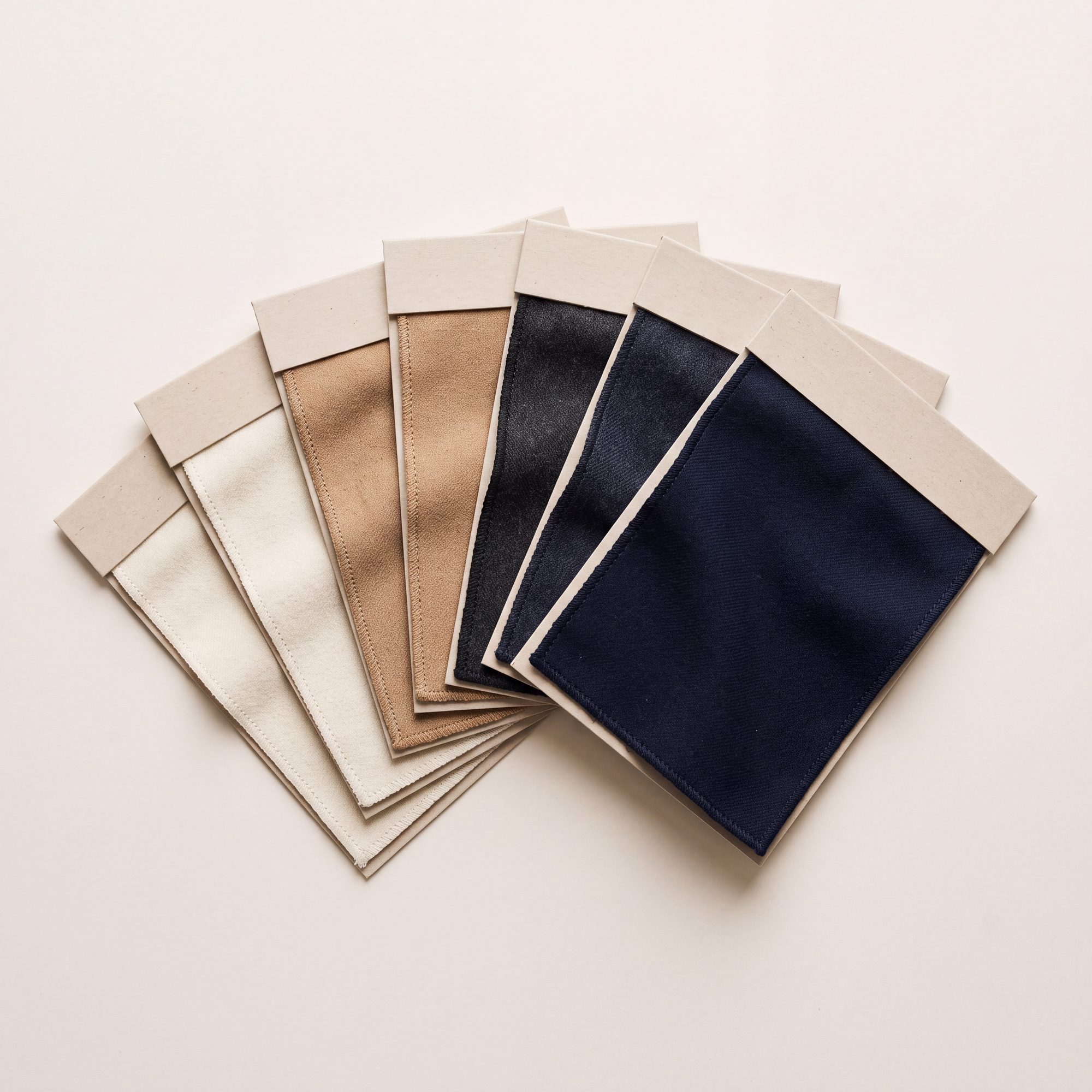 Fabric swatches fanned for selection